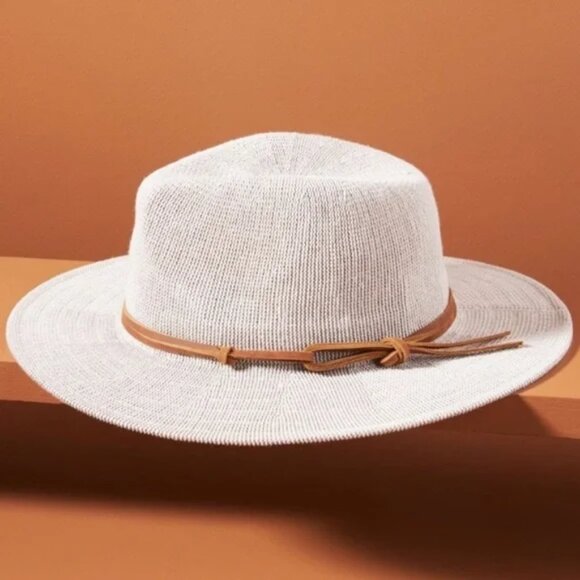 Anthropologie Carolina Trimmed Rancher Hat Nubby Flat Brim Natural NWOT Boho - Picture 2 of 6